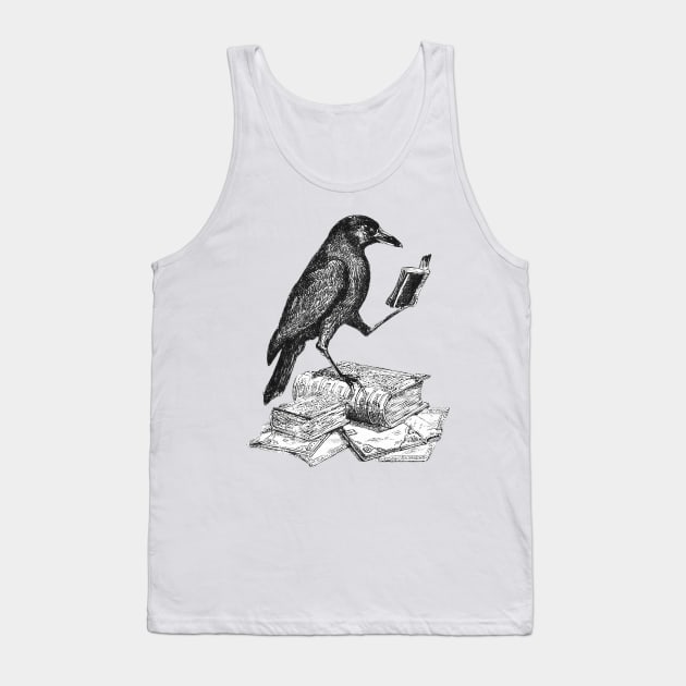 Crow with Book Tank Top by mextasy